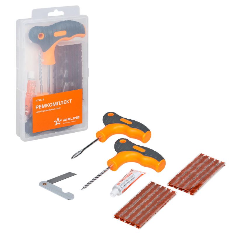 Набор для ремонта бескамерных шин AIRLINE в кейсе ATRK-8